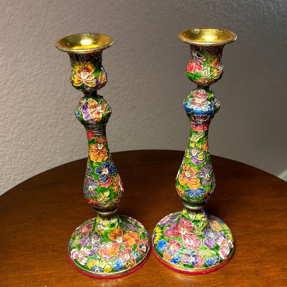 Vintage Cloisonné candlesticks